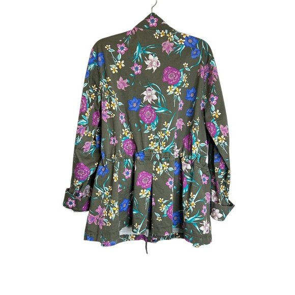 Lane Bryant Floral Anorak Jacket 26 Cotton Twill Utility Boho Spring Colorful - Picture 3 of 5